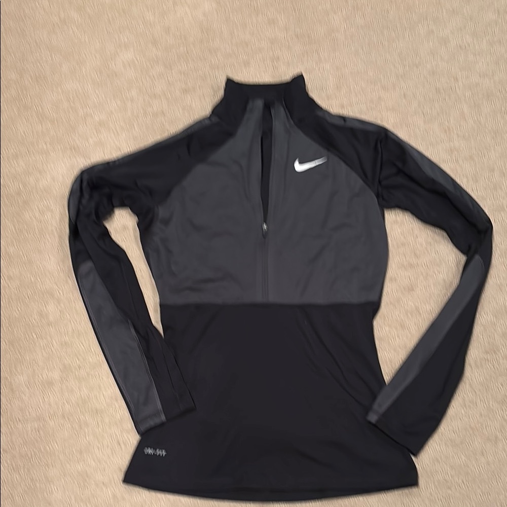 Nike Black and Gray Half-Zip Top